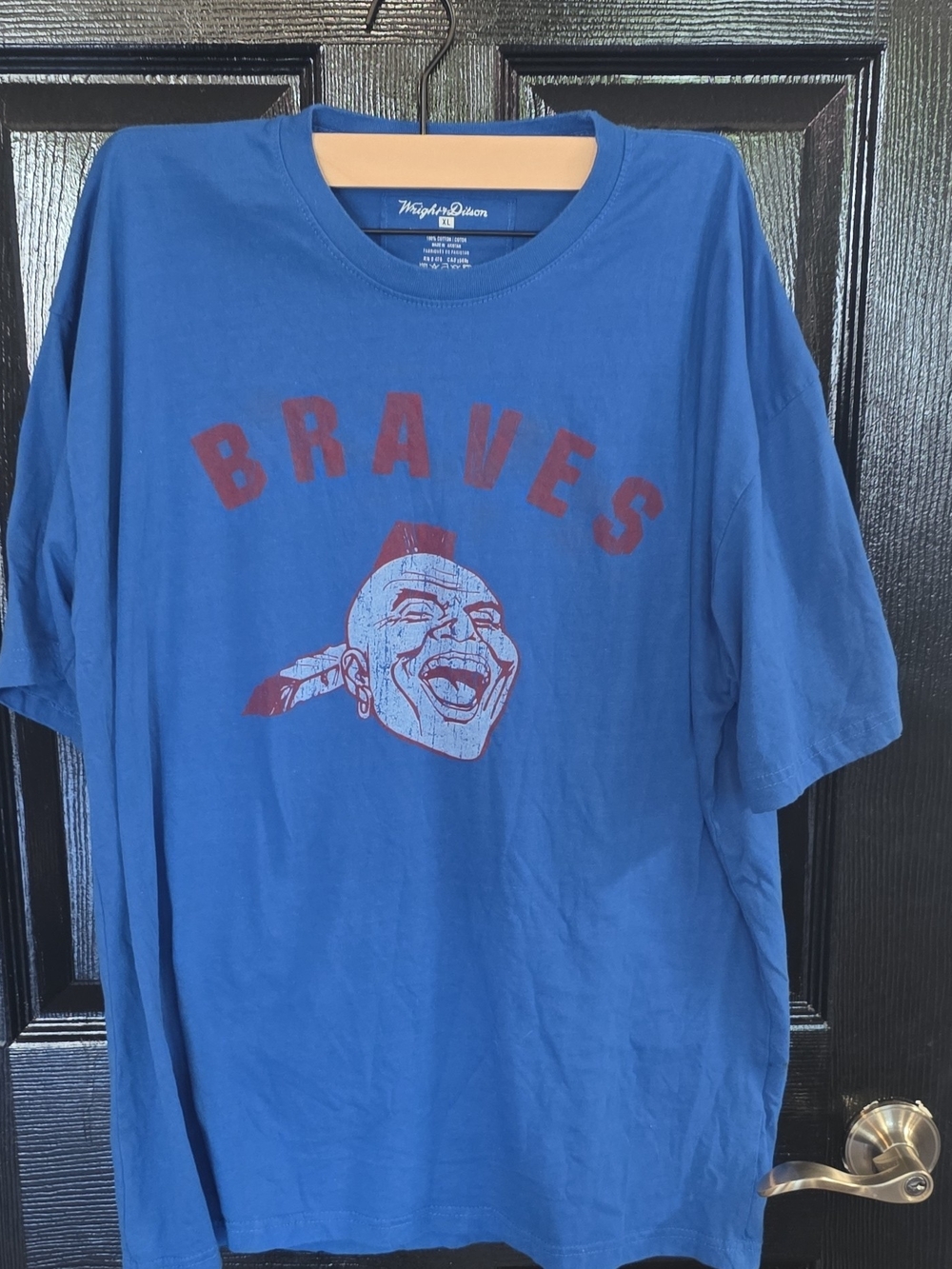 Wright & Ditson Blue Kids T-Shirt with Red Braves Graphic